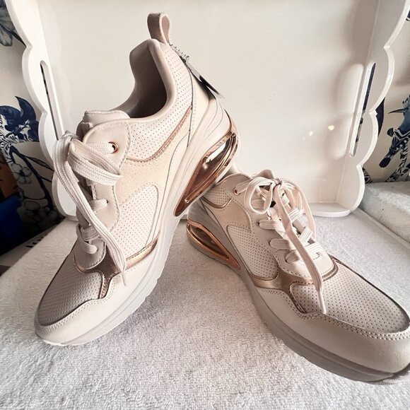 SKECHERS Womens Sz 11 Street Los Angeles UNO PRIMA Shinyair Athletic Shoes Beige - Picture 11 of 16